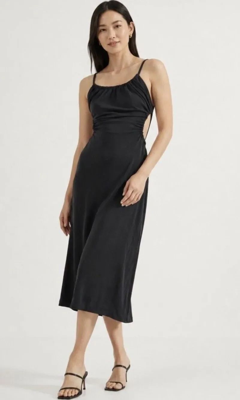 NWT Third Form Pull In Midi Dress Size 8 Open Back Washed Black